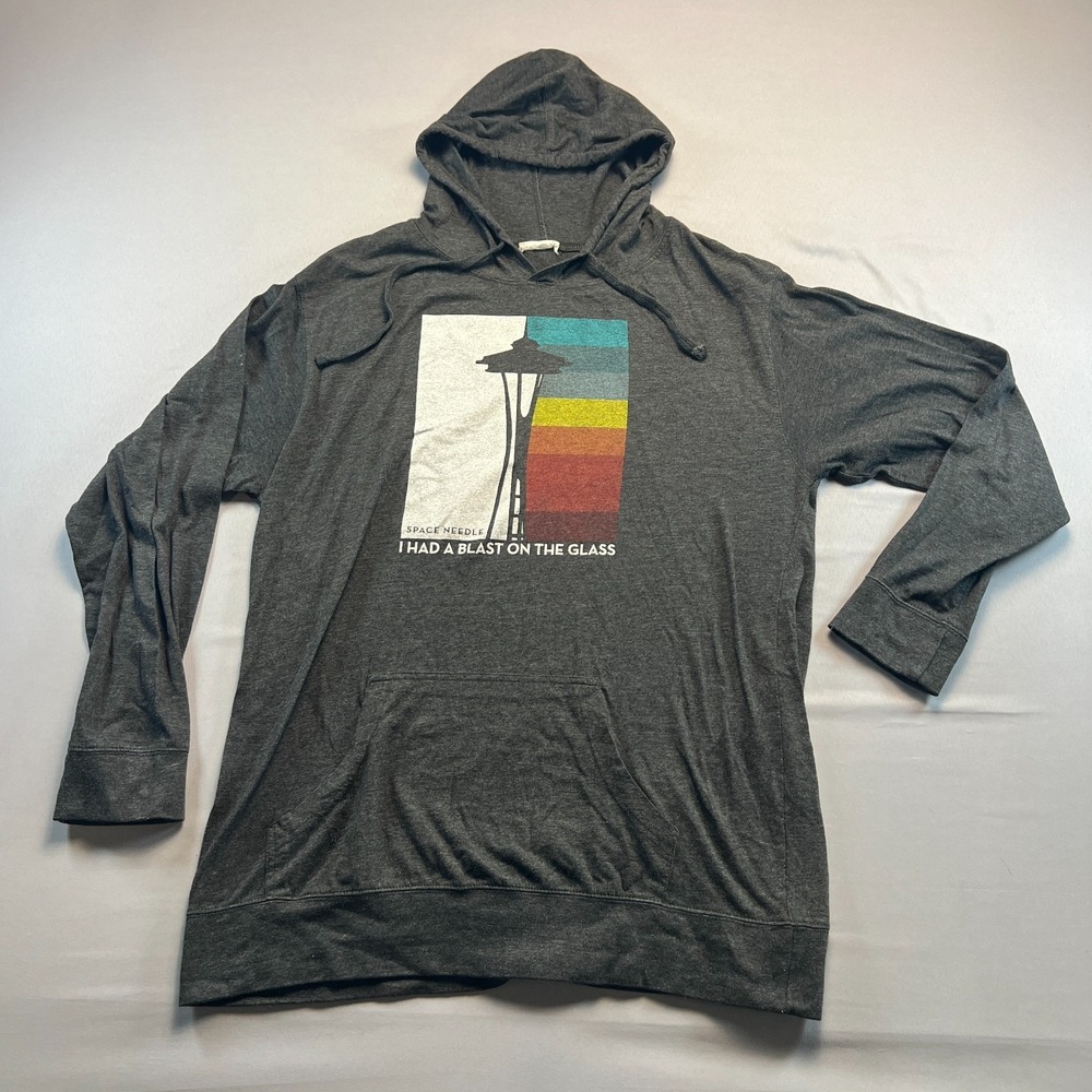 Independent Trading Company Hoodie Men Heathered Gray Seattle Space Needle Print